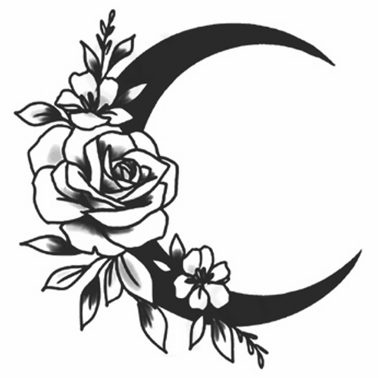 Flower Tangled Moon Tattoo